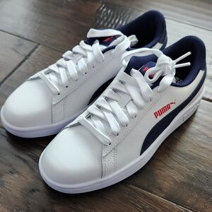 Puma junior size 5c regular, puma smash v2 L Jr. White-peacoat-red.